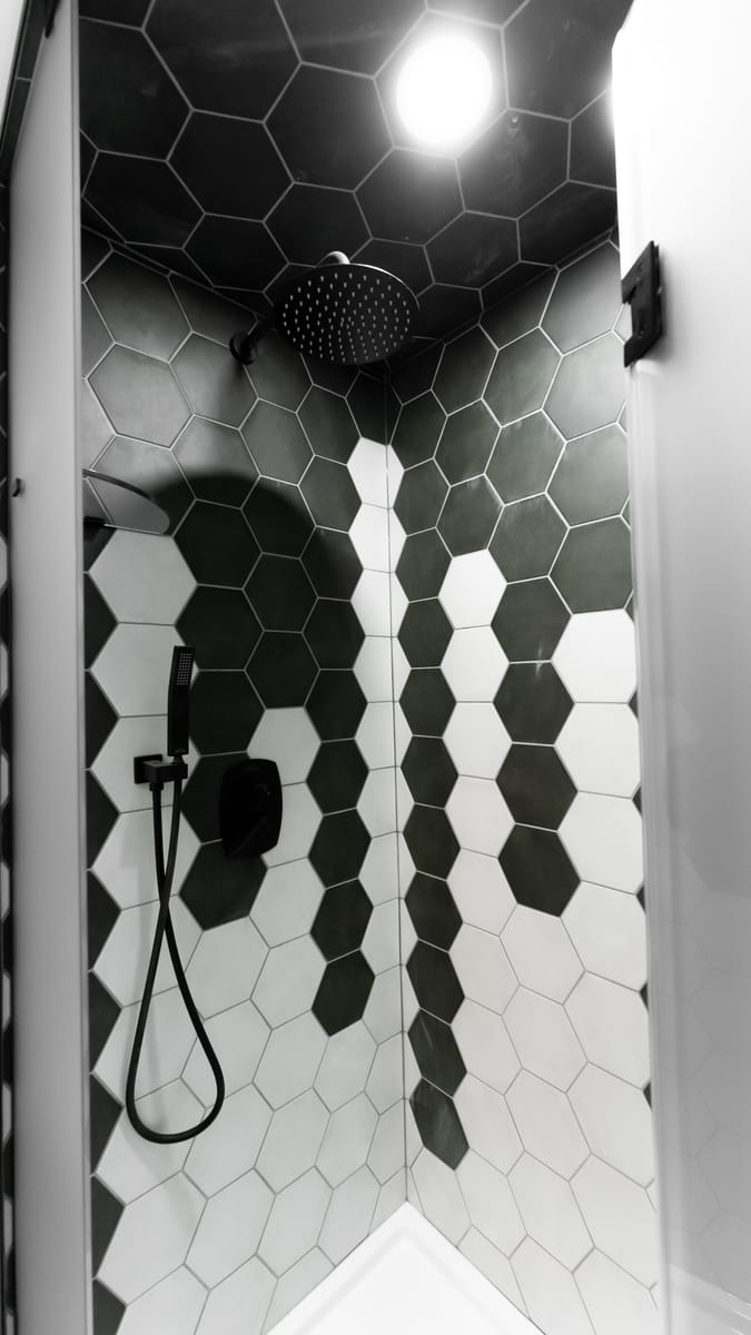 Hexagon tile bathroom renovation