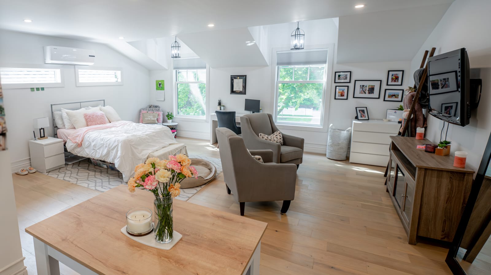 Bright finished loft living space